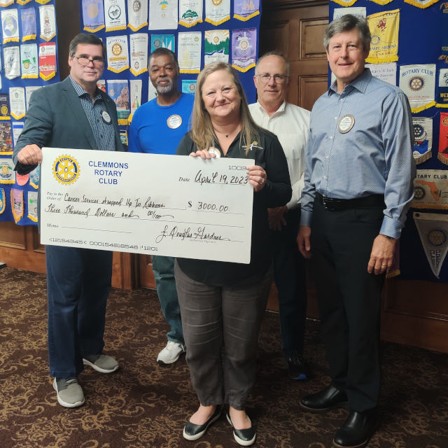 clemmons rotary donates to cancer services of forsyth county